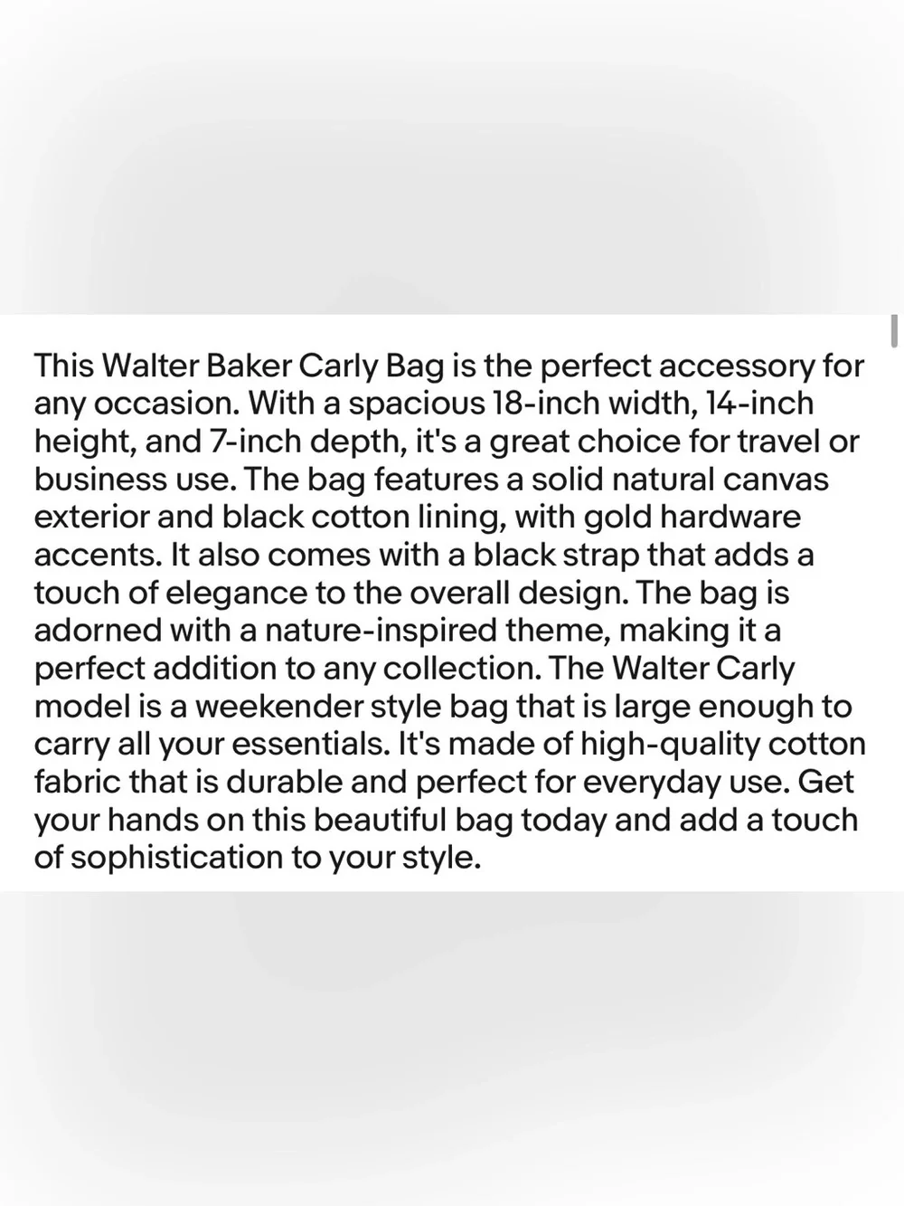 Walter Baker Carly Bag Classic White Tote Bag with Black Trim